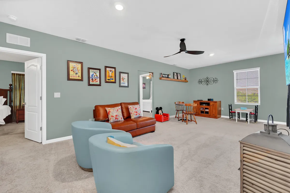 Movie loft room with table